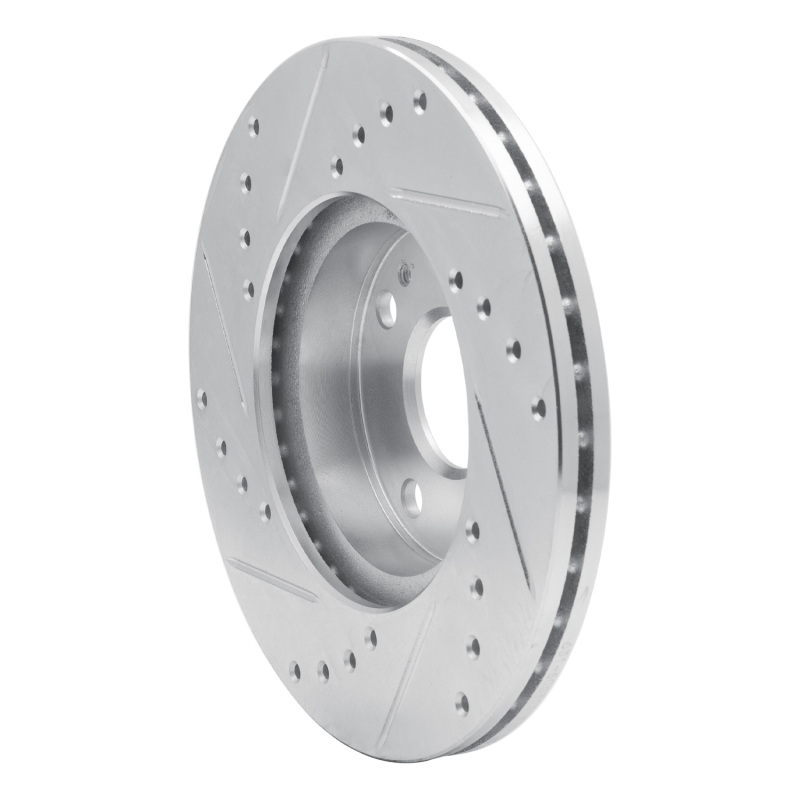 Mazda Miata Brake Rotor (1) - Front Right - R1 Concepts - Drilled & Slotted - Silver - `94-`02